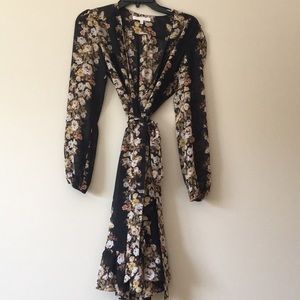 WAYF floral wrap dress